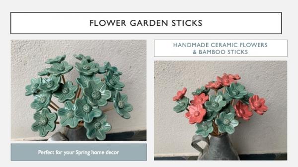 Handmade Ceramic Flower sticks