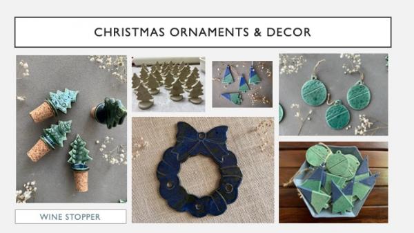 Handmade Ceramic Christmas Ornaments & Christmas tree wine stopper